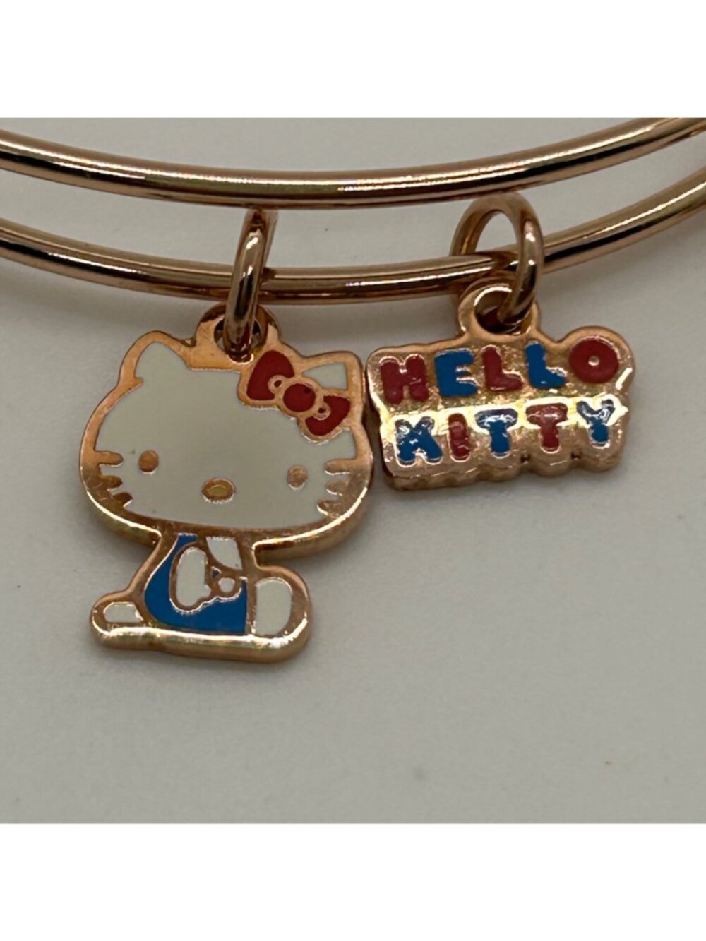 Alex And Ani Hello Kitty Duo Charm Bangle Bracelet Rose Gold Tone Expandable - Picture 9 of 11